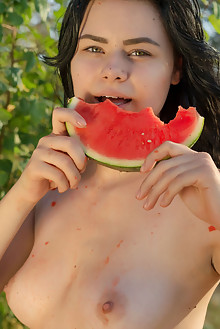 Silver Leen in Watermelon Delight by Stanislav Borovec outdoor sunny brunette shaved pussy