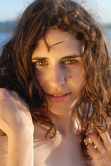 Ksusha in Black Sea by Thierry Murrell outdoor sunny brunette green eyes hairy wet