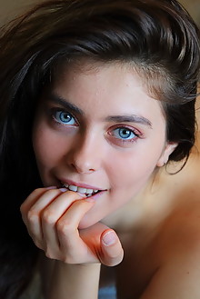 Foxy Alissa in Read Me by Arkisi indoor brunette blue eyes s...